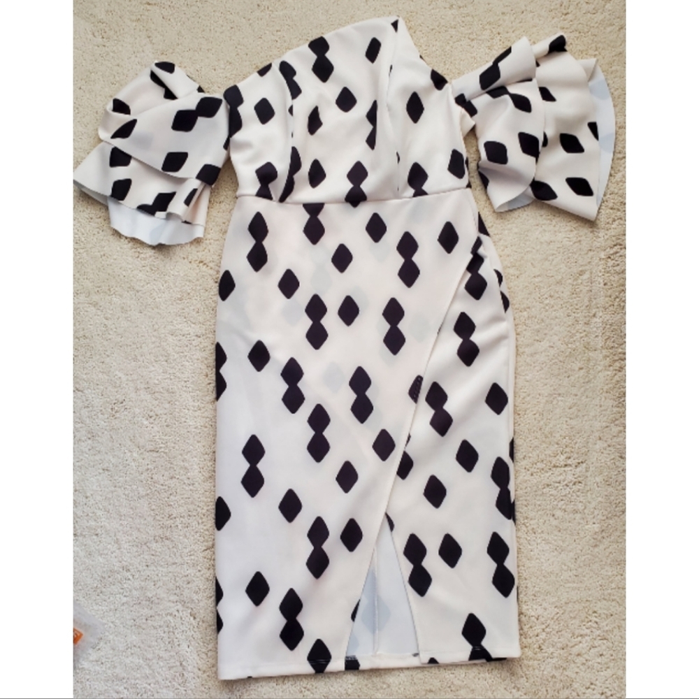 NWT ASOS Extreme Bandeau Frill Sleeve Wrap Front Midi Dress
